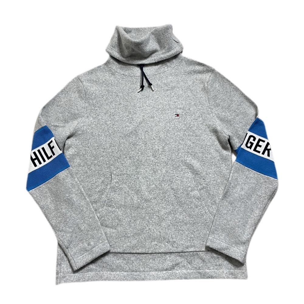 Tommy Hilfiger Grey Logo Wool Oversized Turtleneck Sweater M